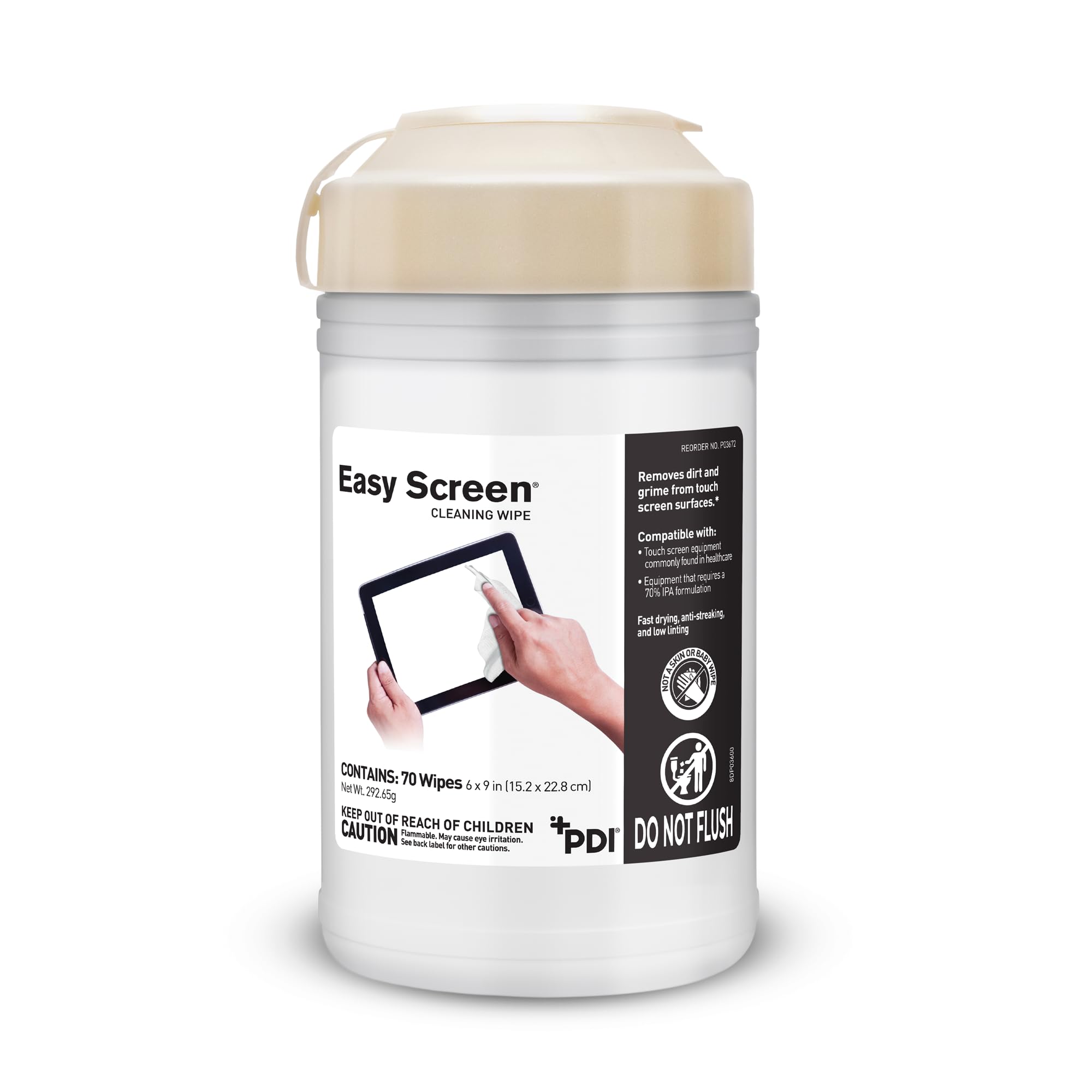 PDI Easy Screen Cleaning Wipes canister front view for streak-free screens.