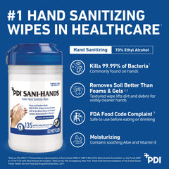 PDI SaniHands ALC packaging close-up showcasing reliable healthcare wipes.