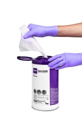 PDI Super Sani-Cloth wipes in a compact pop-up dispenser for busy clinics.