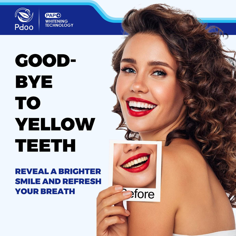 Pdoo whitening powder demonstration targets coffee and tea stains.