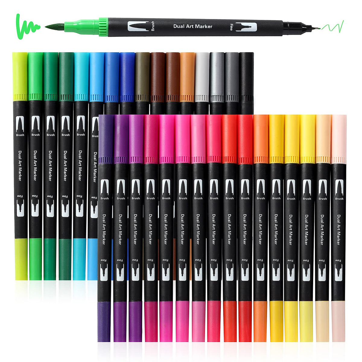 Peablce Art Markers dual tips enable precise outlines and fine details.