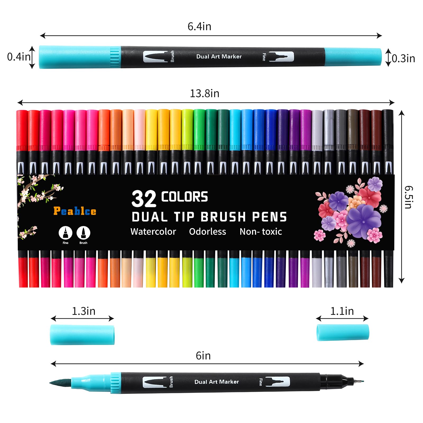 Peablce markers may show bleed-through on standard paper; use thicker stock.