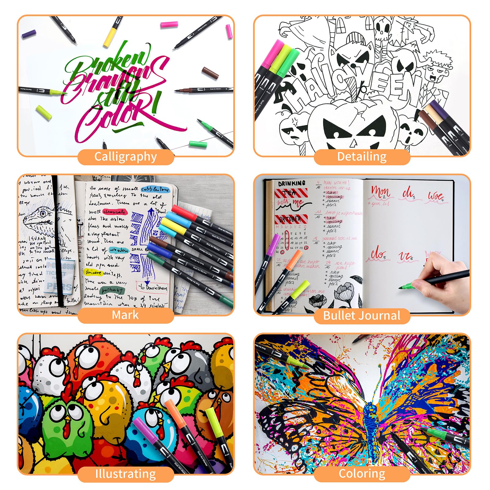 Peablce markers use non-toxic ink safe for hands and clothes.
