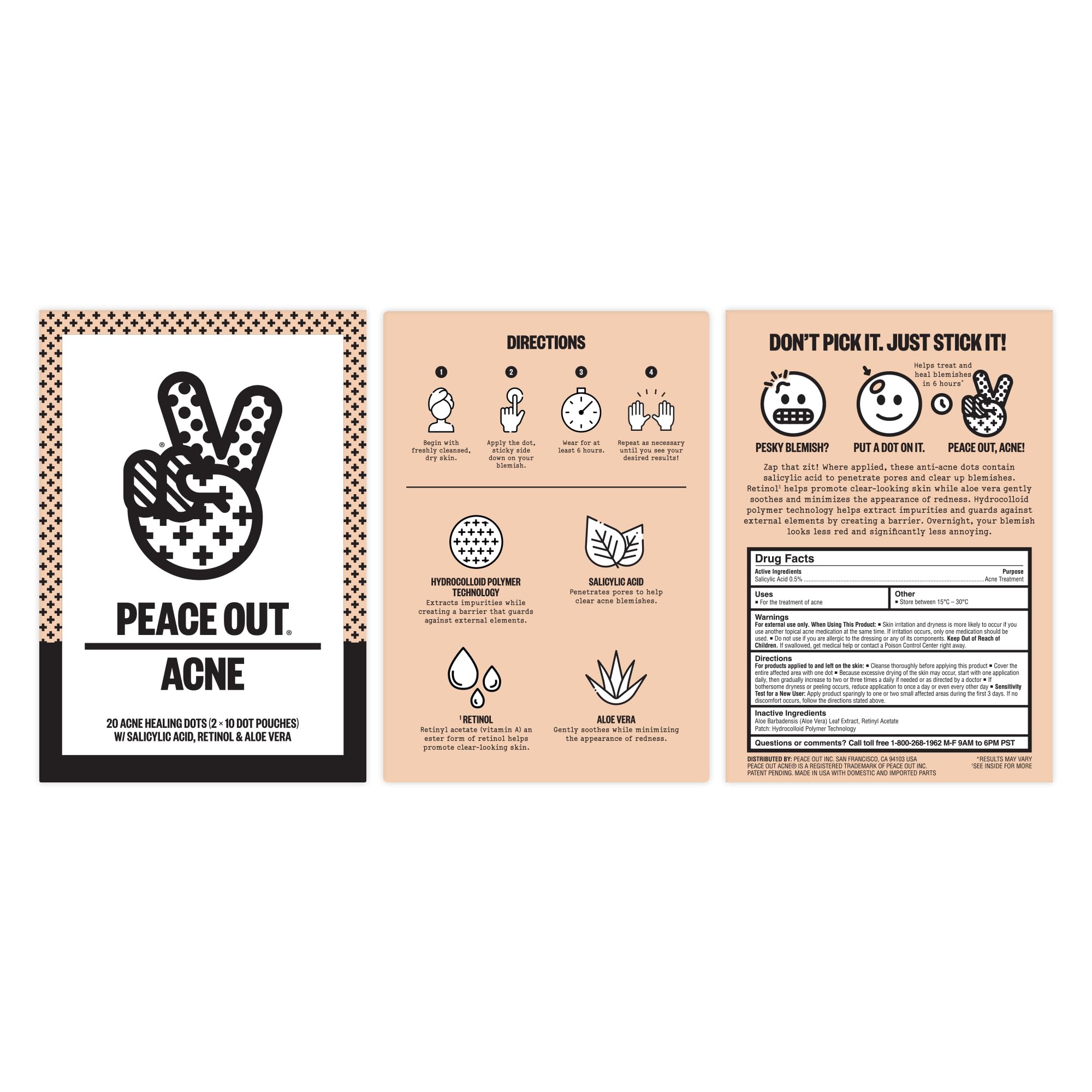 Peace Out Acne Healing Dots work overnight to support healing while you sleep