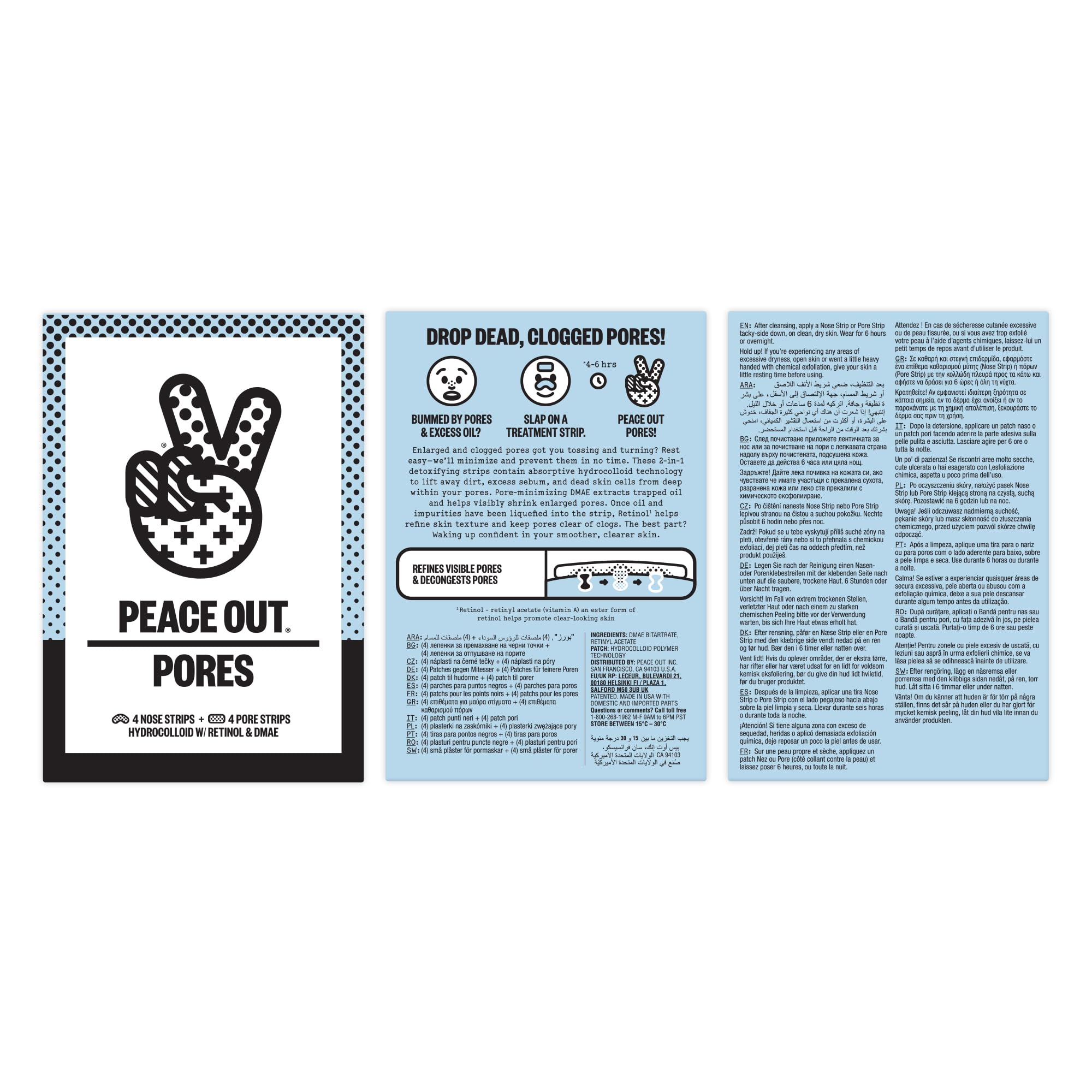 PEACE OUT Pore Strips on the face removing surface impurities for a smoother look
