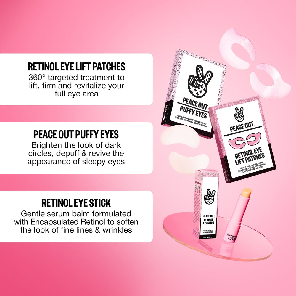 Peace Out patches pair well with Retinol Eye Stick for enhanced care.