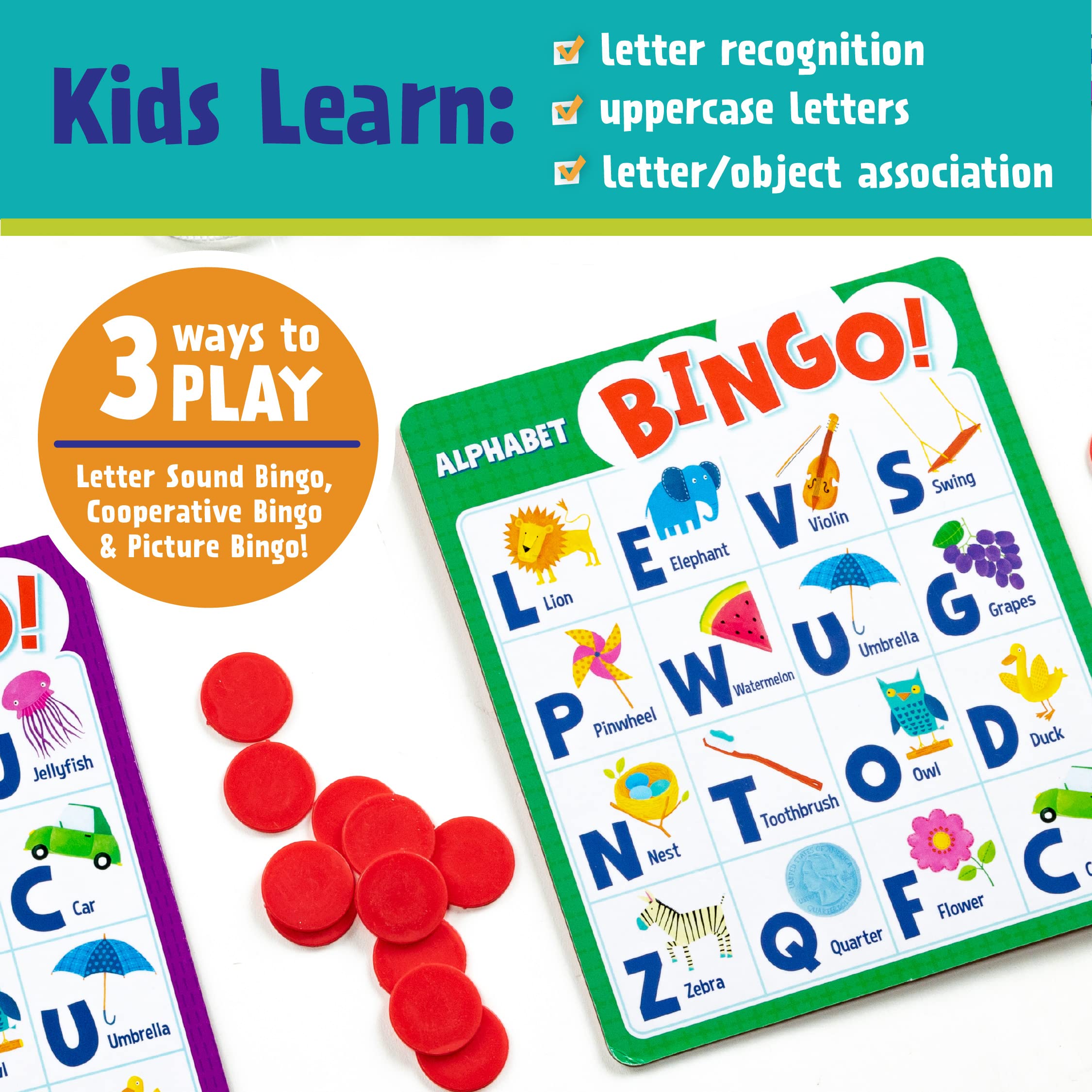 Peaceable Kingdom six double-sided boards arranged for versatile learning rounds.