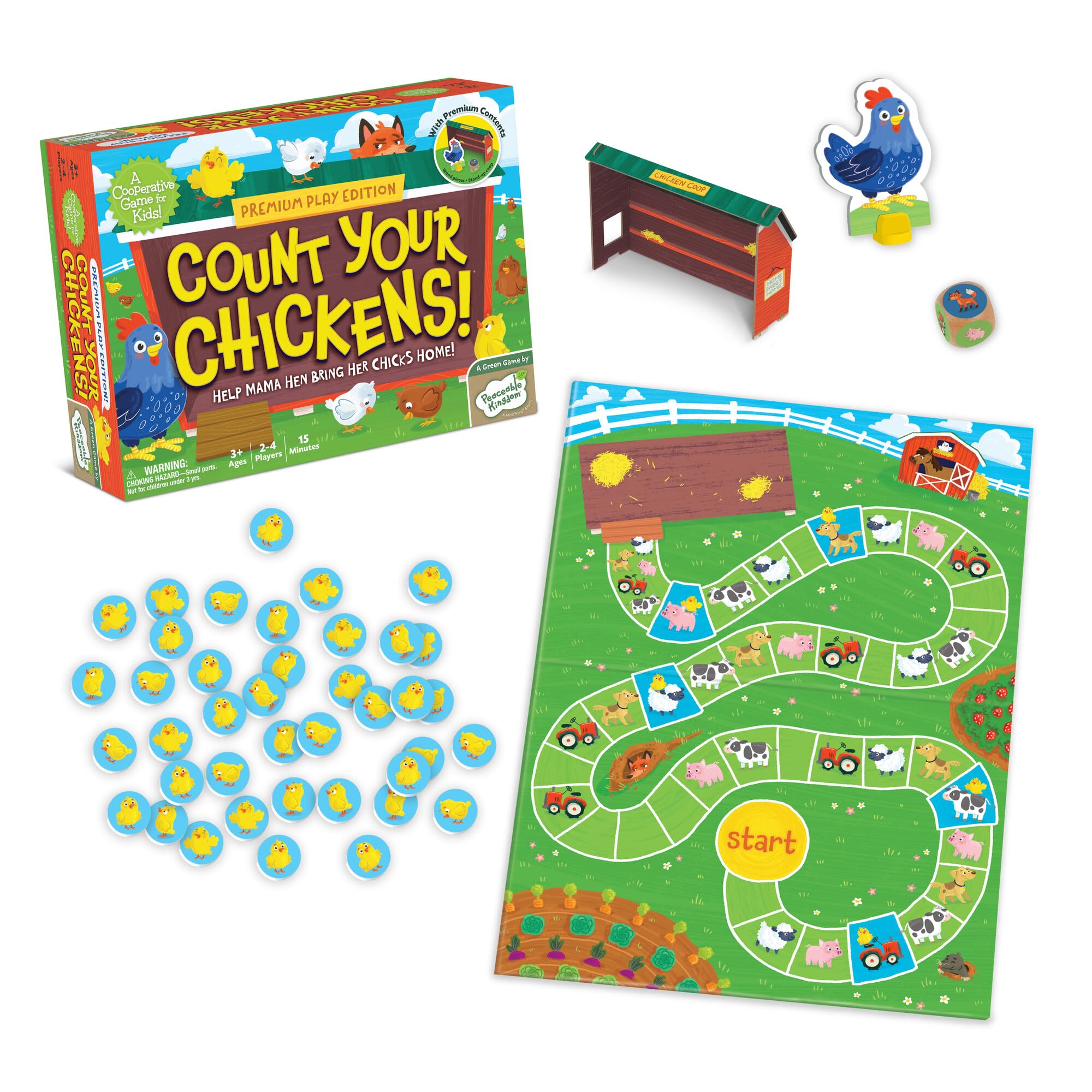 Peaceable Kingdom Mama Hen wooden piece with chicks for imaginative farm play