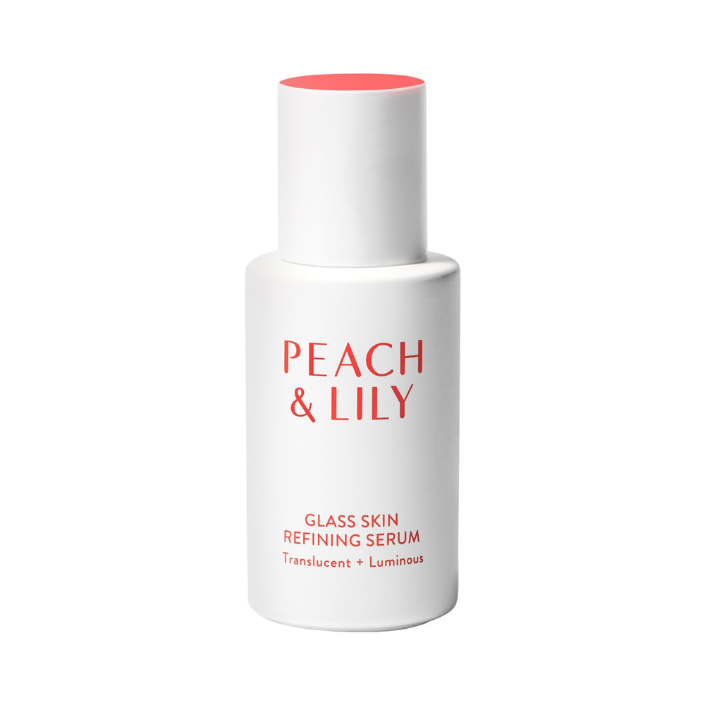 Peach & Lily Glass Skin Serum bottle on clean surface, suggesting radiant hydration