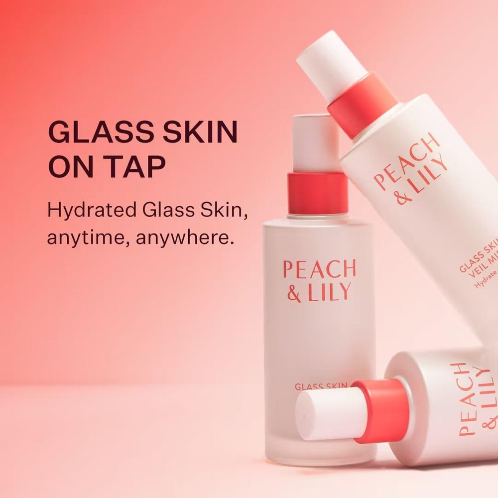 Close-up of lotus and peach extracts in Peach & Lily veil mist.