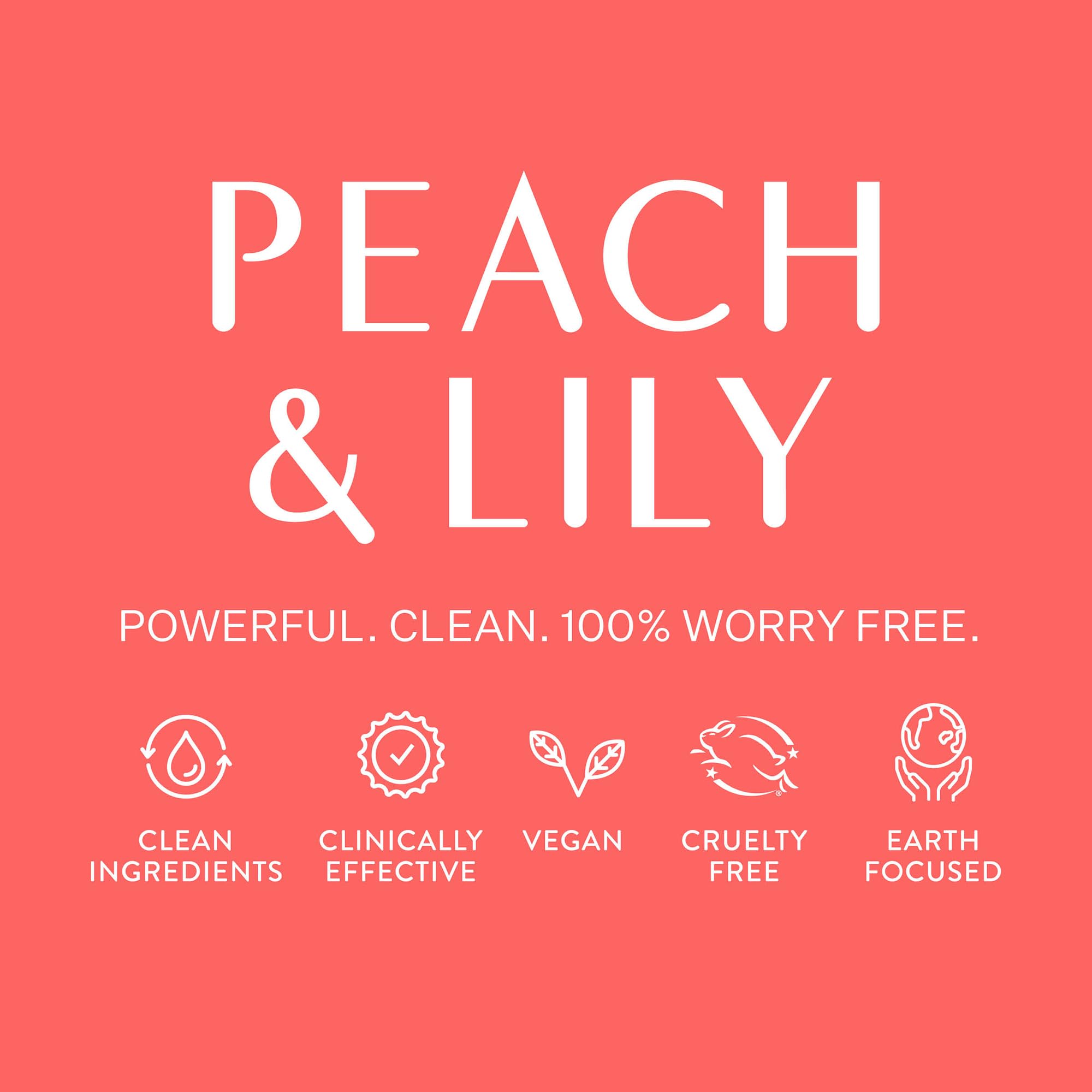 Peach & Lily vegan cruelty-free branding emphasizes clean beauty for sensitive skin