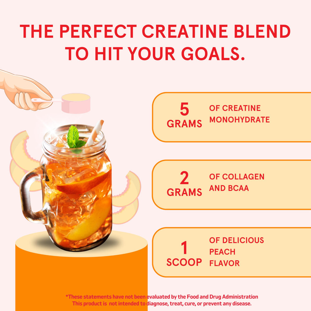 Peach Perfect Creatine powder demonstrates high dissolvability with smooth texture during mixing