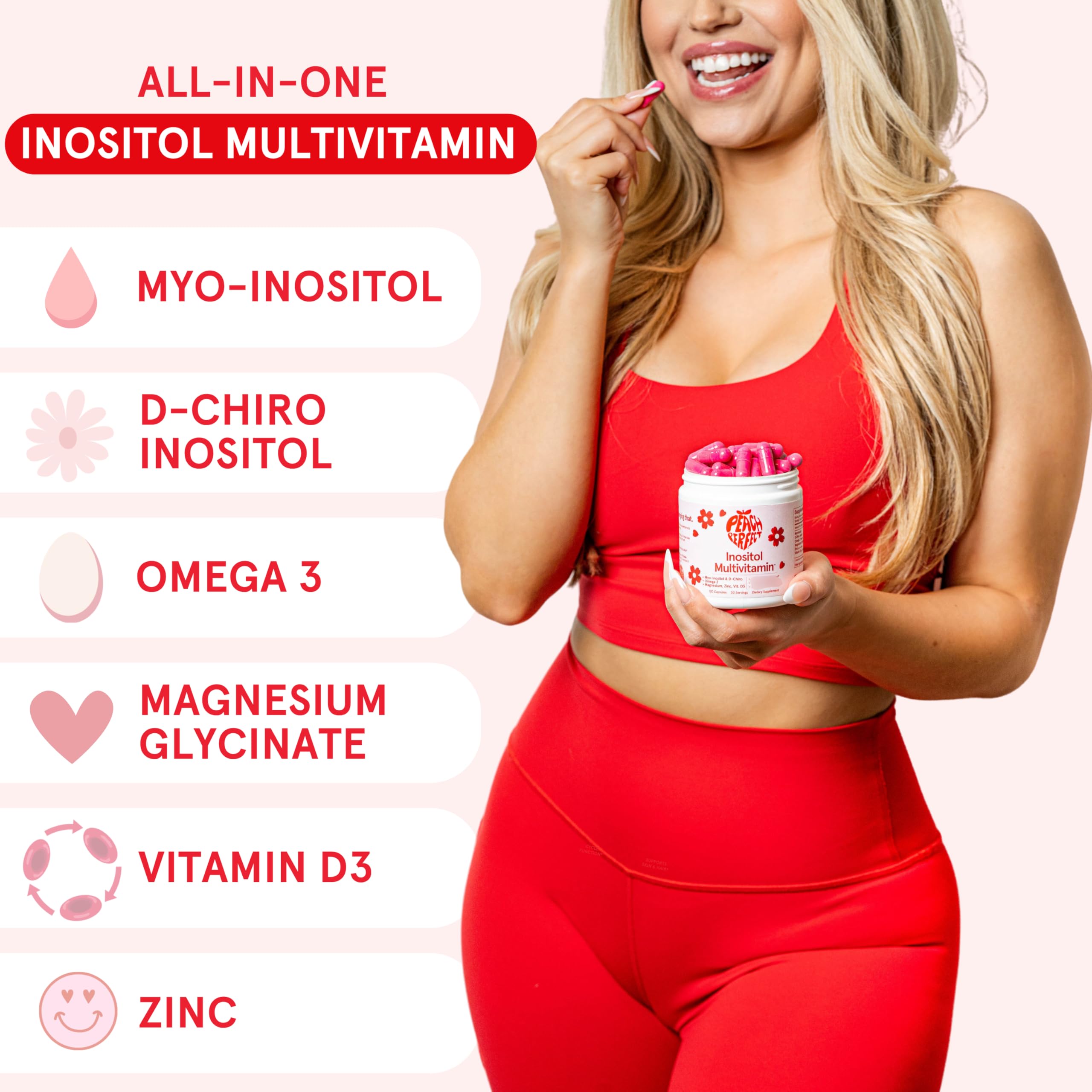 Peach Perfect Inositol Omega-3 softgels with daily nutrition benefits
