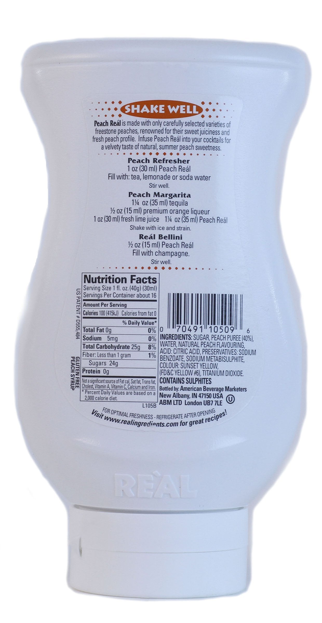 Peach Real syrup pour into a glass, rich peach aroma enhancing summer beverages.
