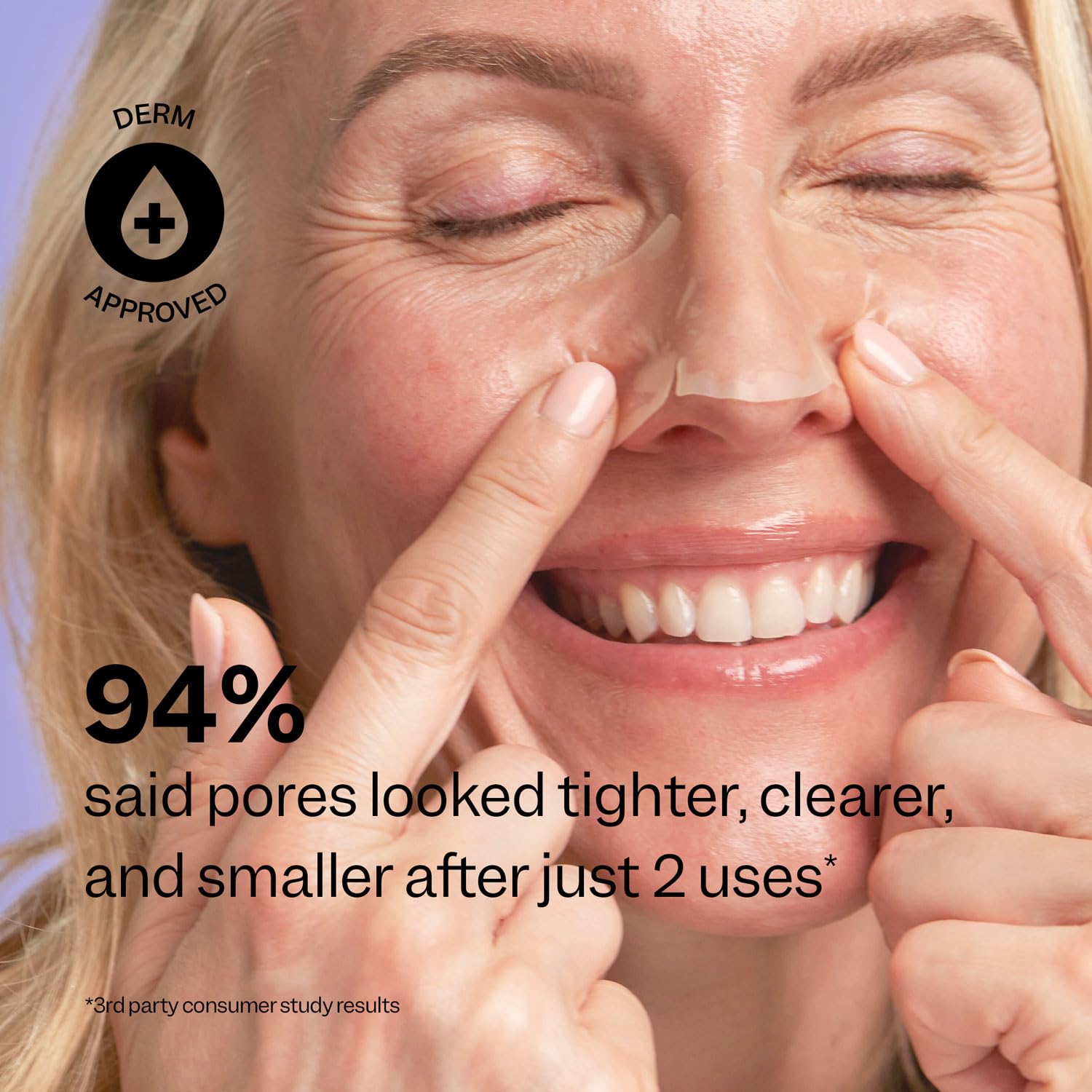 Peach Slices after eight hours, patch removal shows clearer pores.
