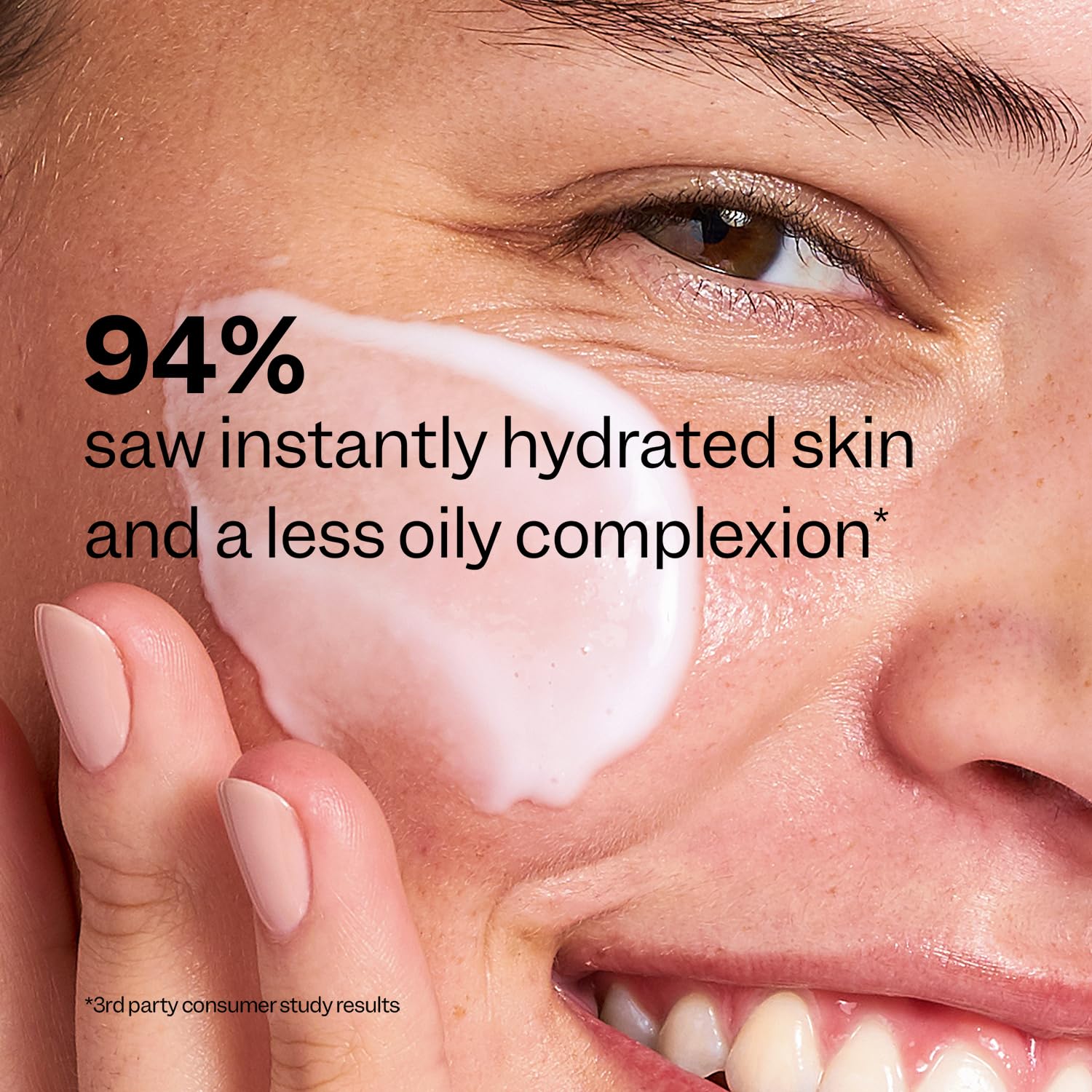 Peach Slices moisturizer on skin close-up demonstrates non-greasy feel.