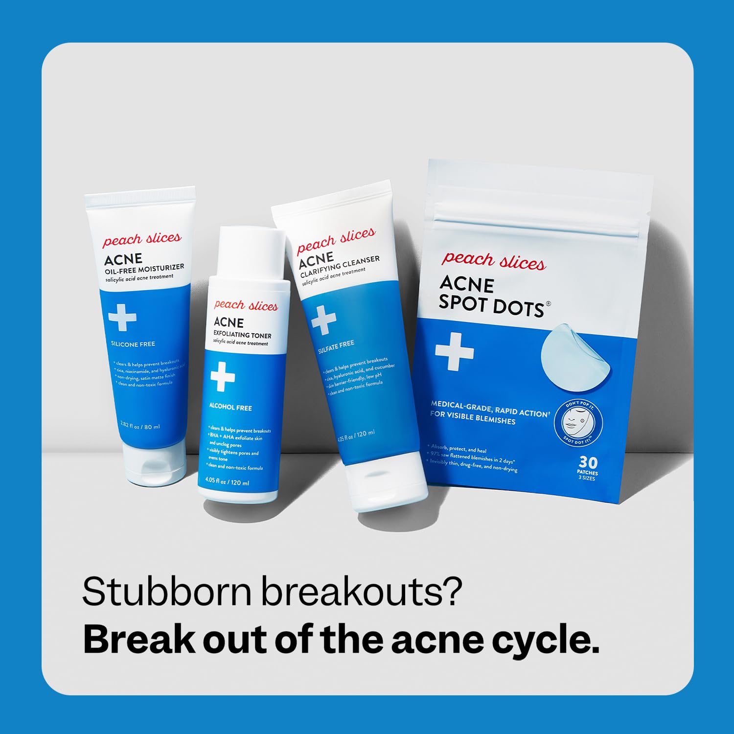 Peach Slices salicylic acid formula label highlights gentle acne support.