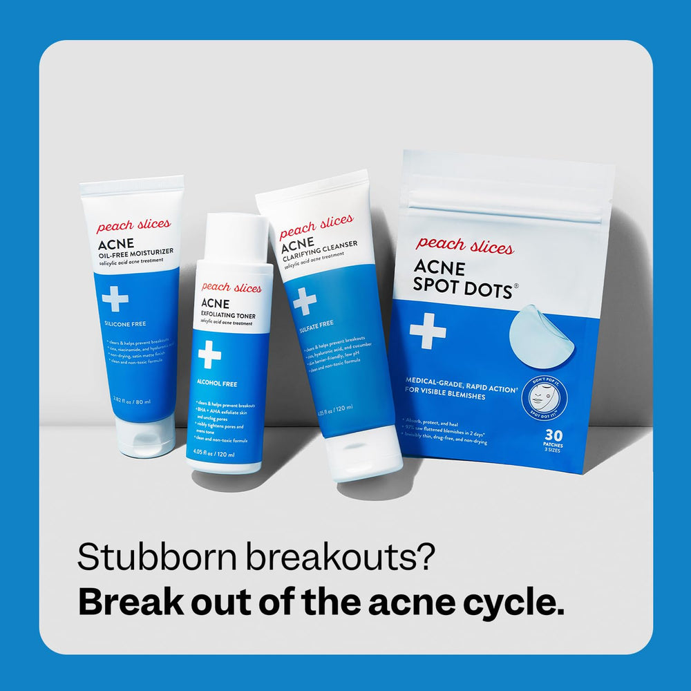 Peach Slices salicylic acid formula label highlights gentle acne support.