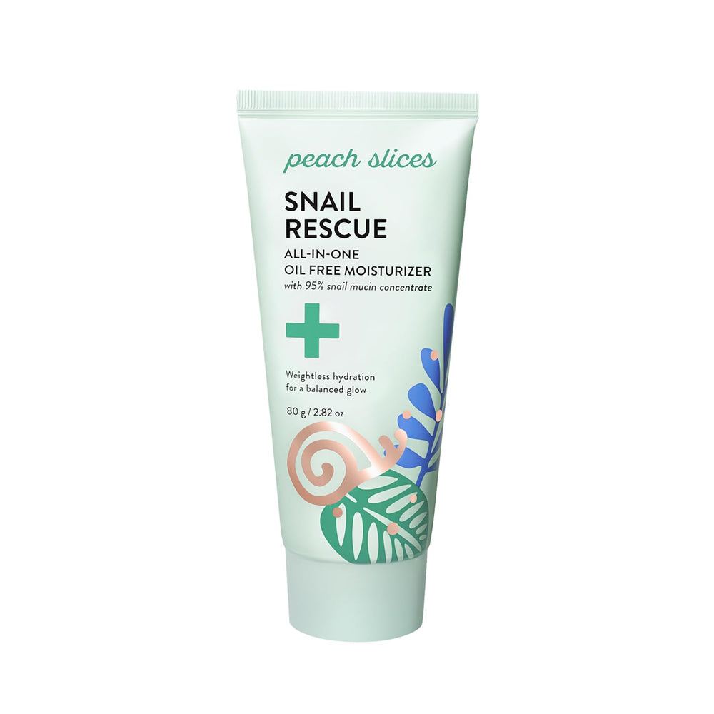 Peach Slices Snail Rescue bottle front for weightless moisture