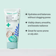 Peach Slices Snail Rescue bottle side highlighting travel-friendly packaging