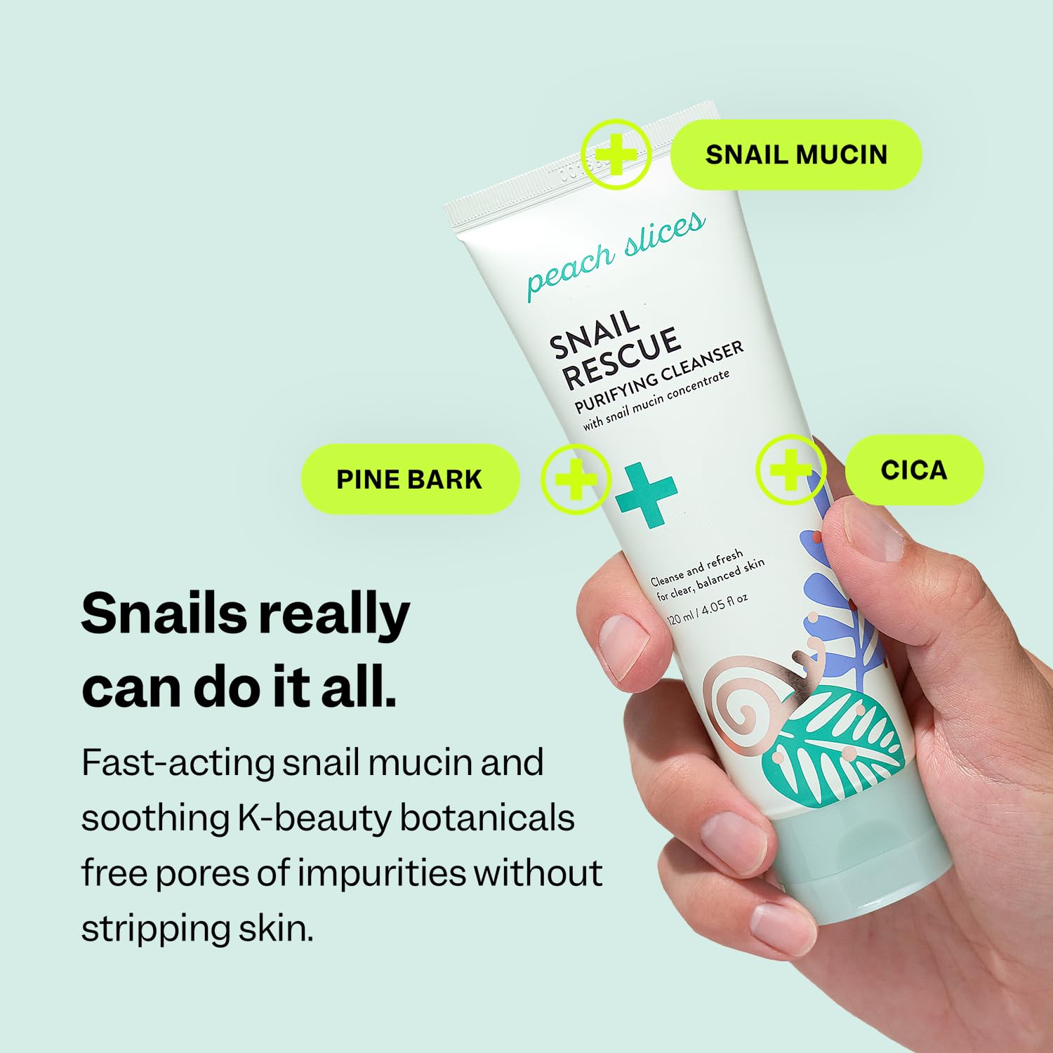 Peach Slices Snail Rescue Cleanser removing makeup while preserving skin balance