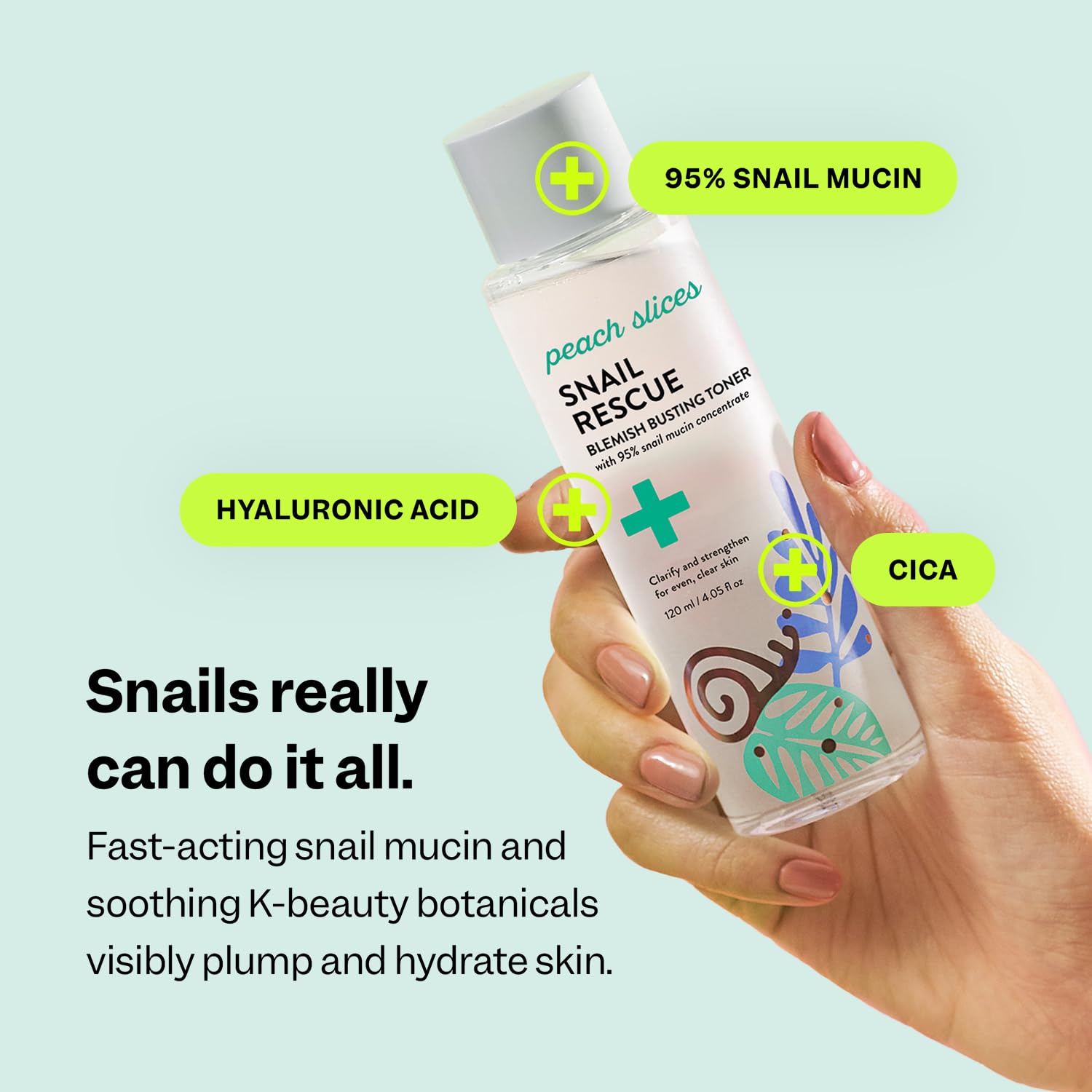 Peach Slices Snail Rescue Toner being applied with a cotton pad for gentle hydration