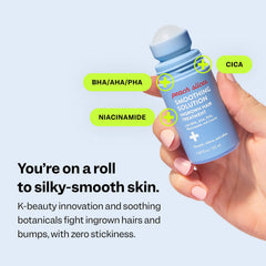 Peach Slices hands applying treatment for targeted post-shave care.