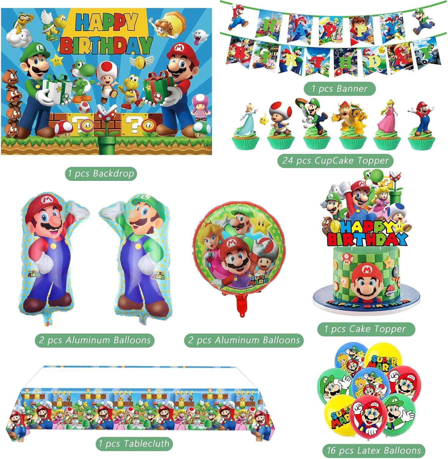 Peachpunk aluminum balloons provide durable glossy decor for Mario party