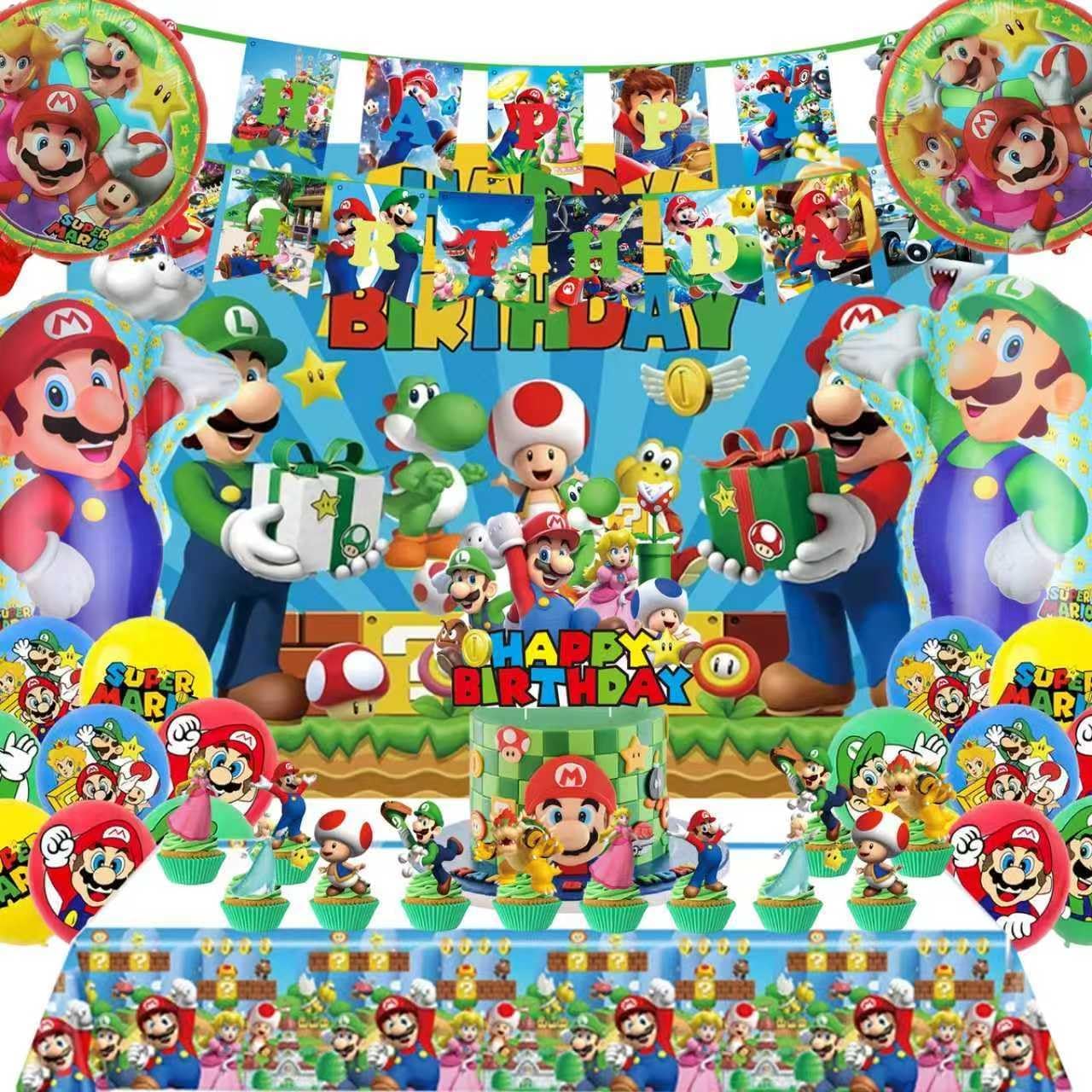 Peachpunk Mario backdrop creates a photo-ready party scene