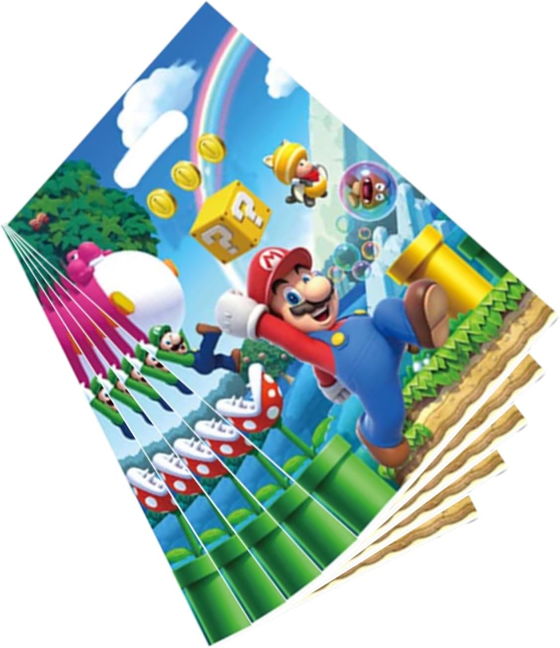 PEACHPUNK Mario-themed gift bags close-up texture and vibrant print for kids