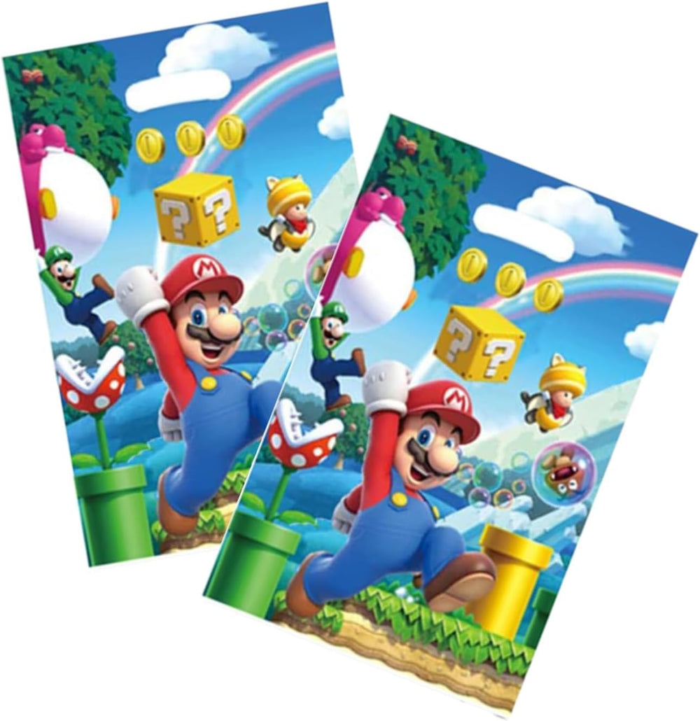 PEACHPUNK Mario-themed gift bags in use with party guests