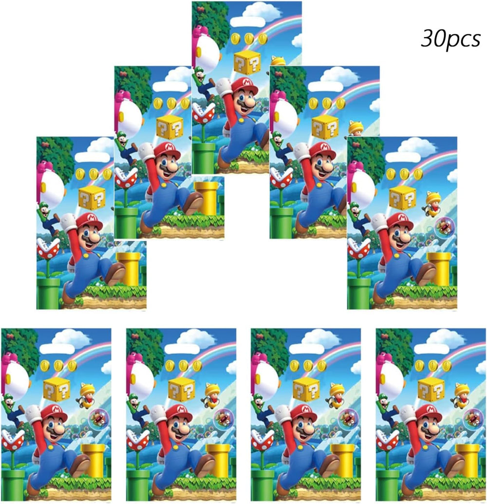 PEACHPUNK Mario-themed gift bags side view showing size fits treats and favors