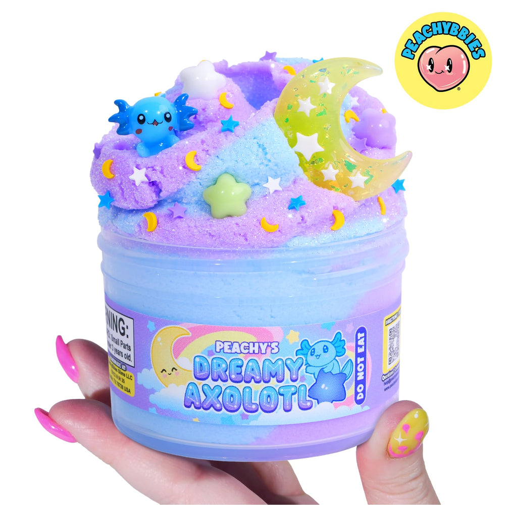 Pastel charms on Peachybbies Dreamy Axolotl Cloud Slime for creative slime adventures