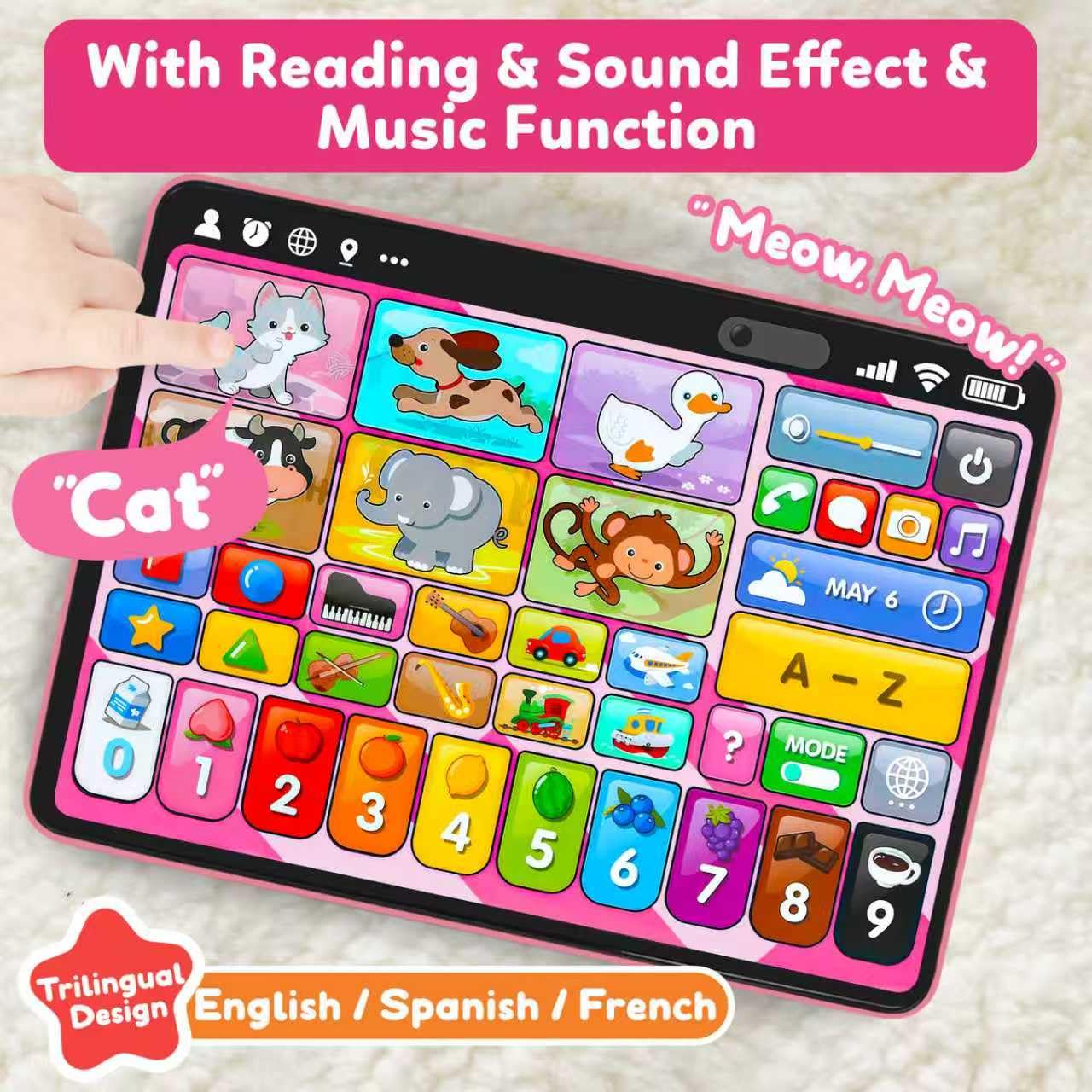 Peacurh portable baby tablet is lightweight for travel and on the go learning.