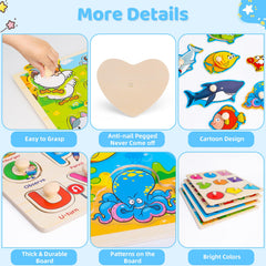 Peacurh shape peg puzzle encourages shape recognition and problem solving