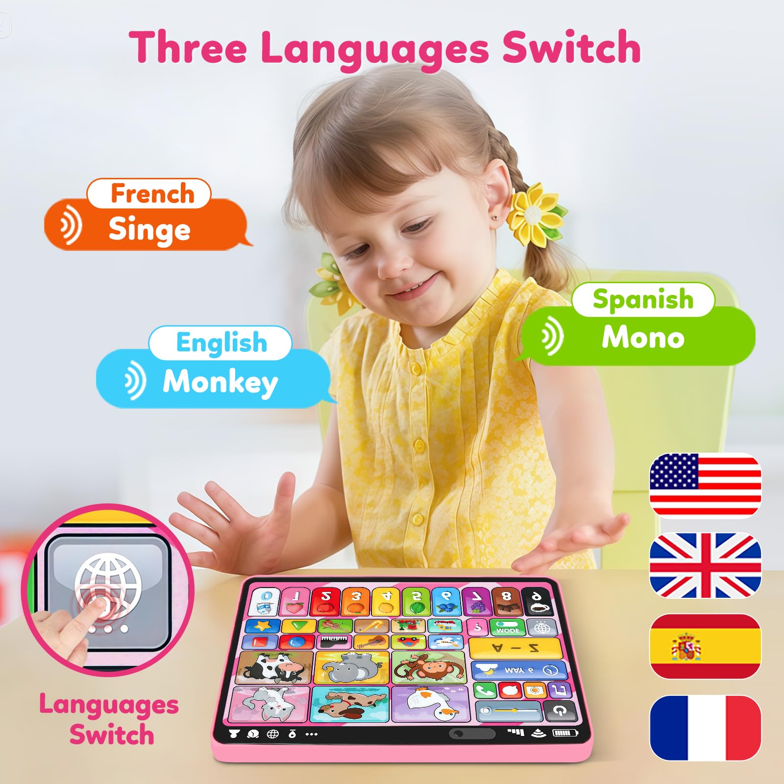 Peacurh pretend play screen imitates a real device for imaginative play.
