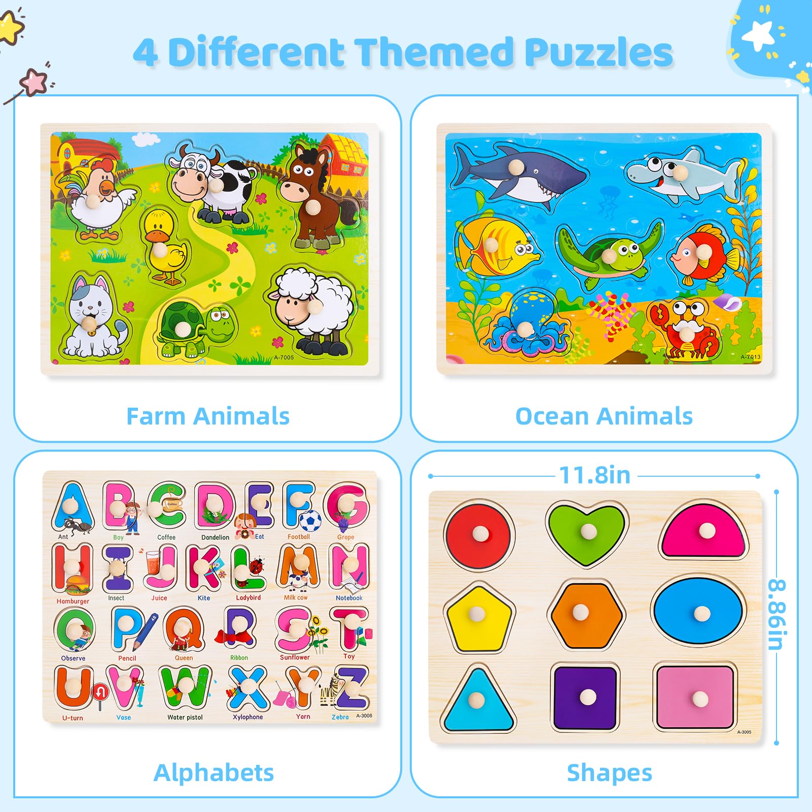 Peacurh toddler peg puzzle offers safe, grip-friendly play for little hands