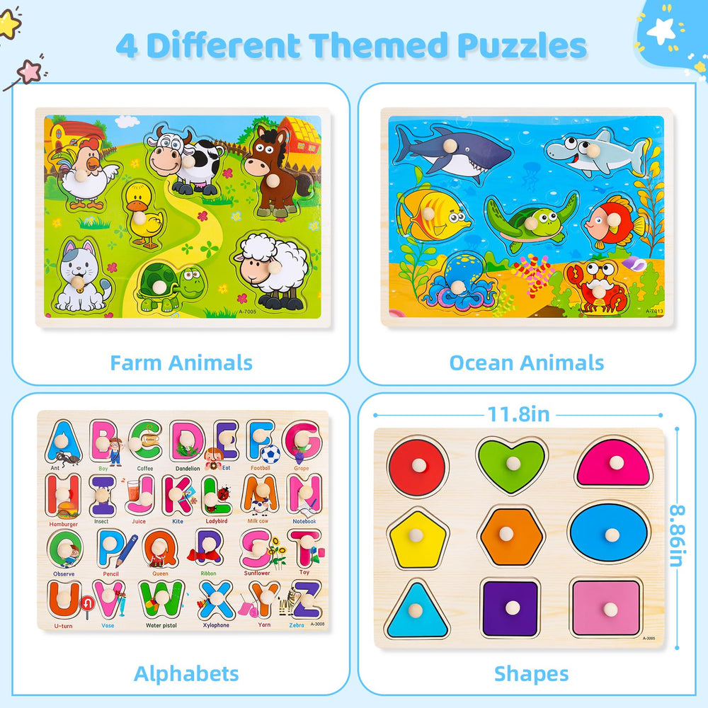 Peacurh toddler peg puzzle offers safe, grip-friendly play for little hands