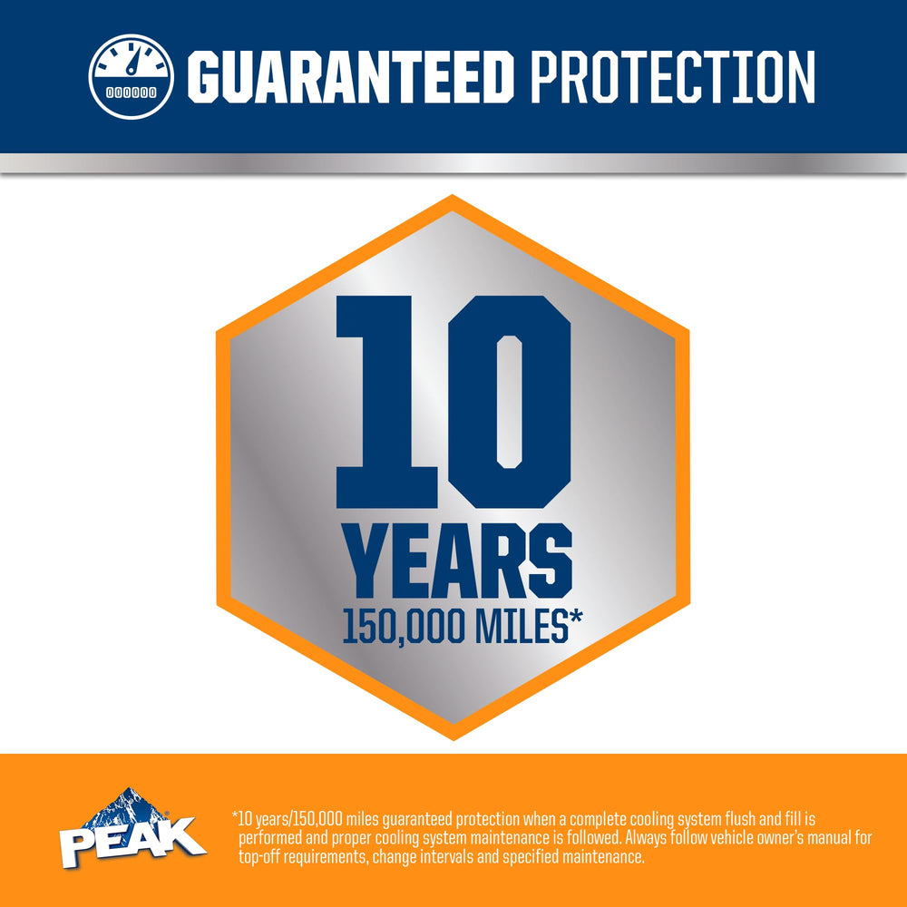 PEAK DEX-Coolant bottle on workbench signals premium engine cooling solution.