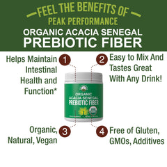 Peak Performance prebiotic scoop for easy daily mixing into beverages.