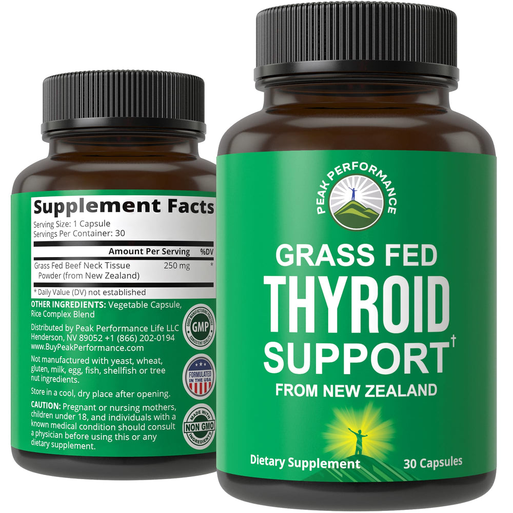 Peak Performance beef thyroid bottle for energy and metabolism support
