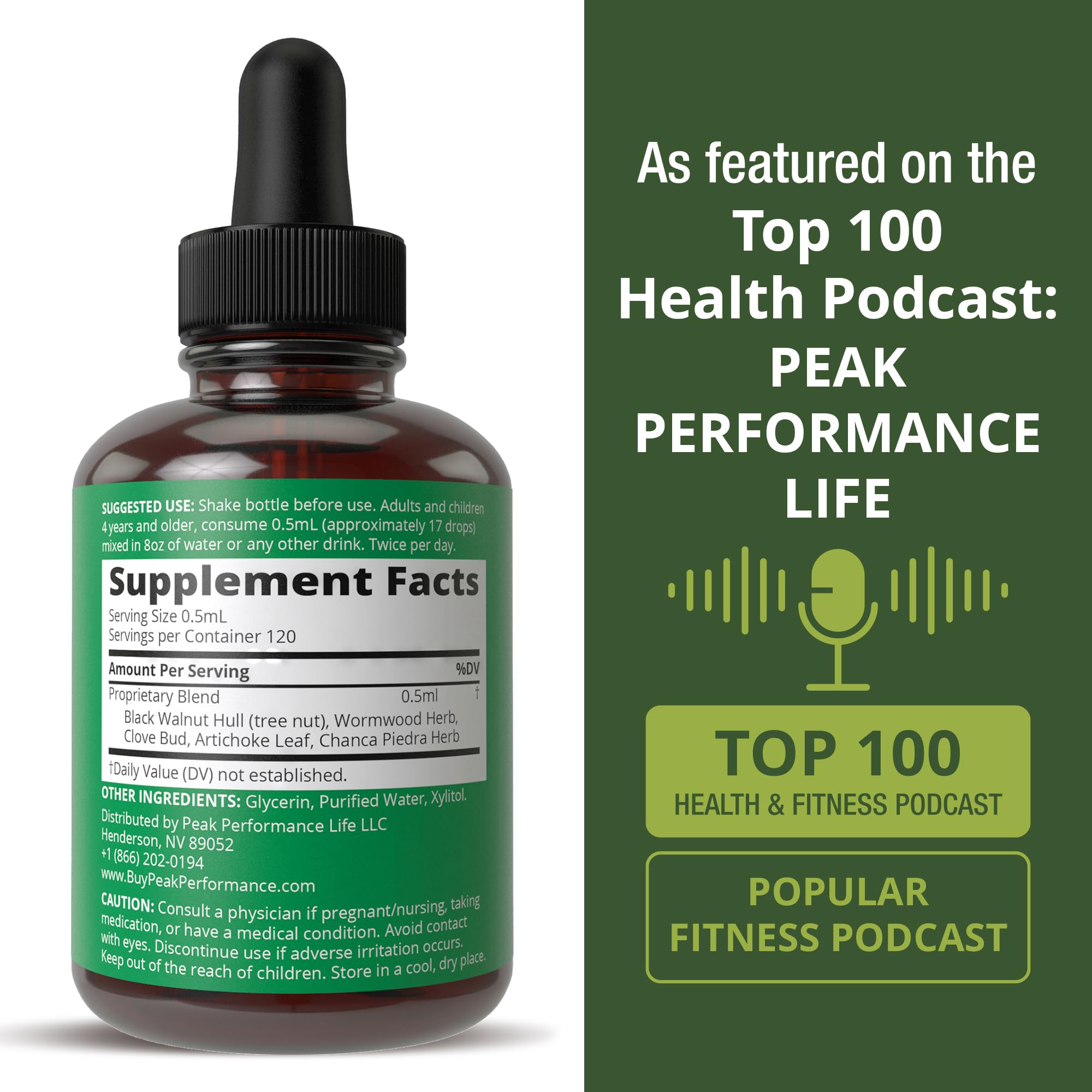 Peak Performance Chanca Piedra herb display with wellness focus