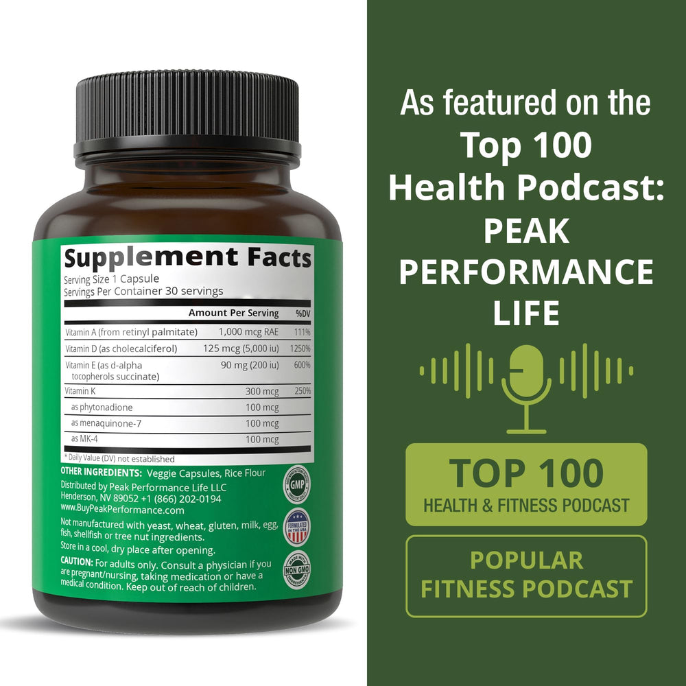 Product packaging featuring Vitamin Angels donation message with Peak Performance.