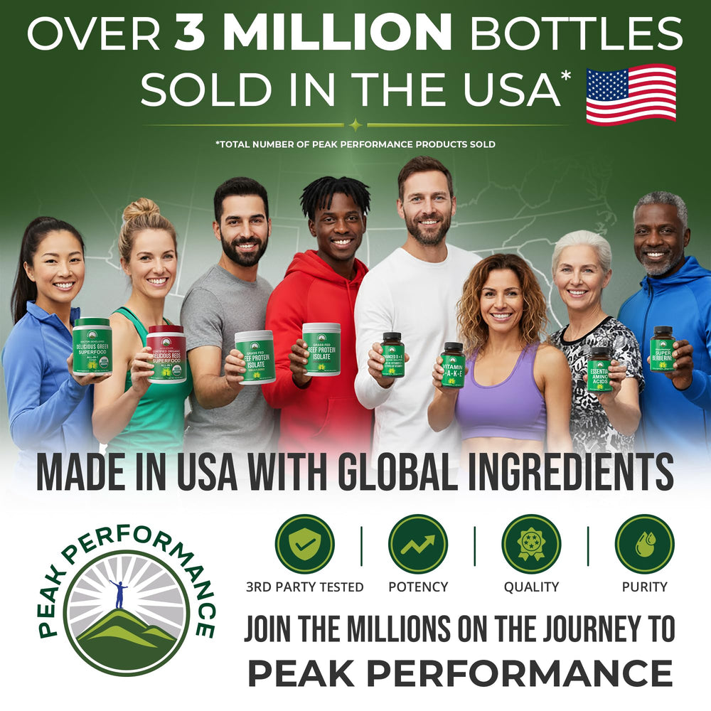 Peak Performance gluten free label close up indicating non GMO and dairy free