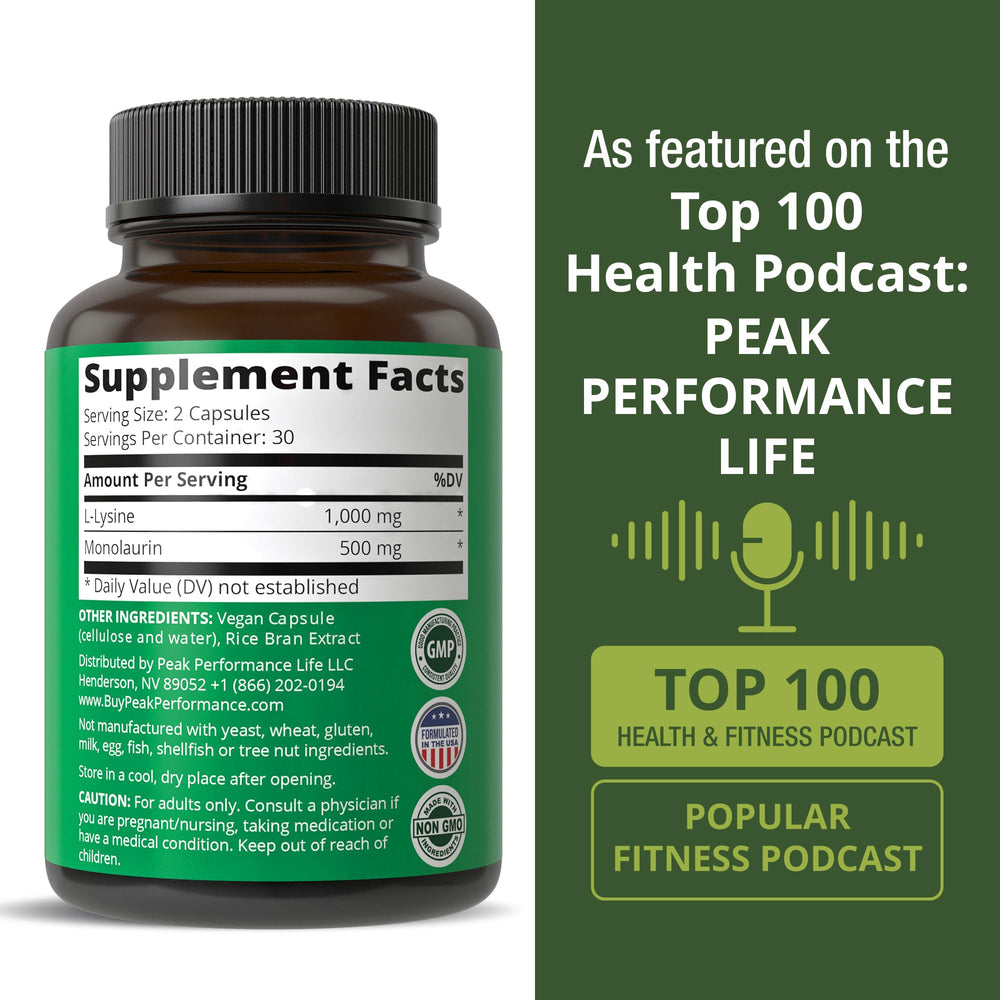 Peak Performance label nutrition — allergen-free ingredients and GMP production.