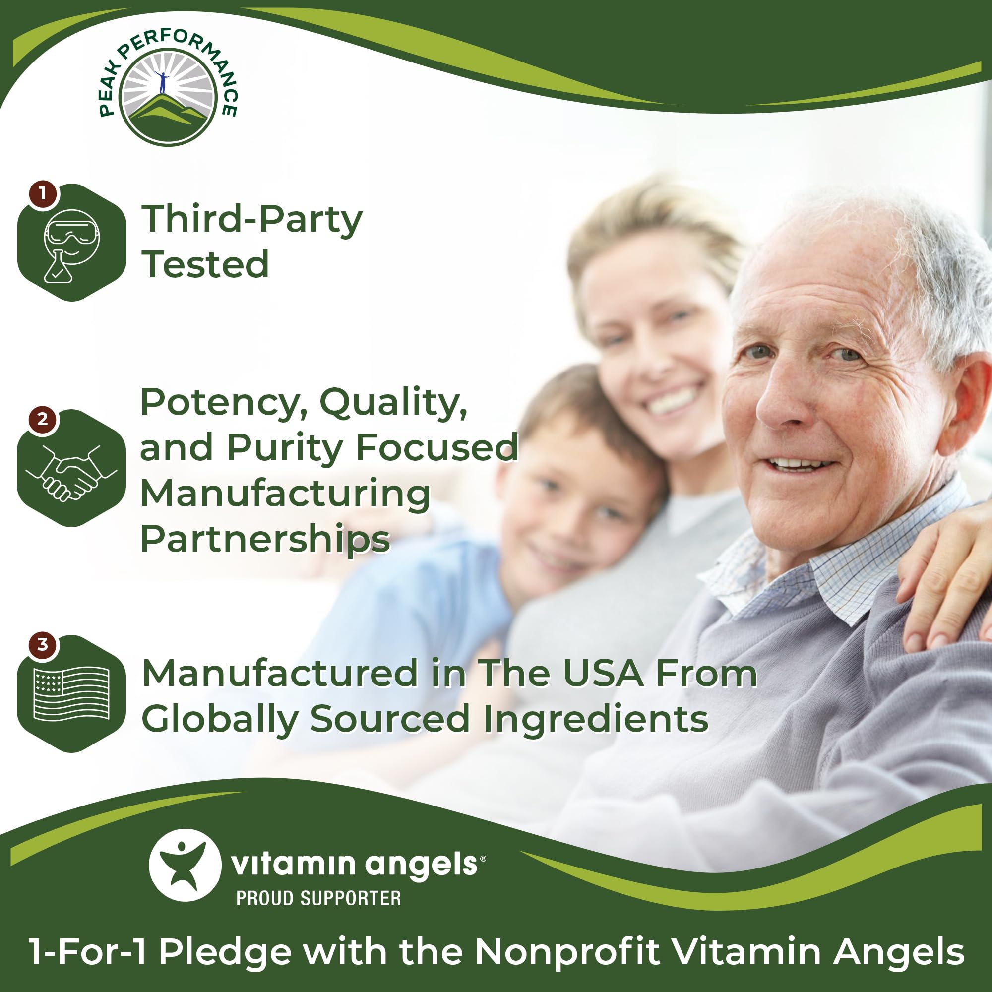 Peak Performance Organic Super Greens packaging and label signaling organic greens