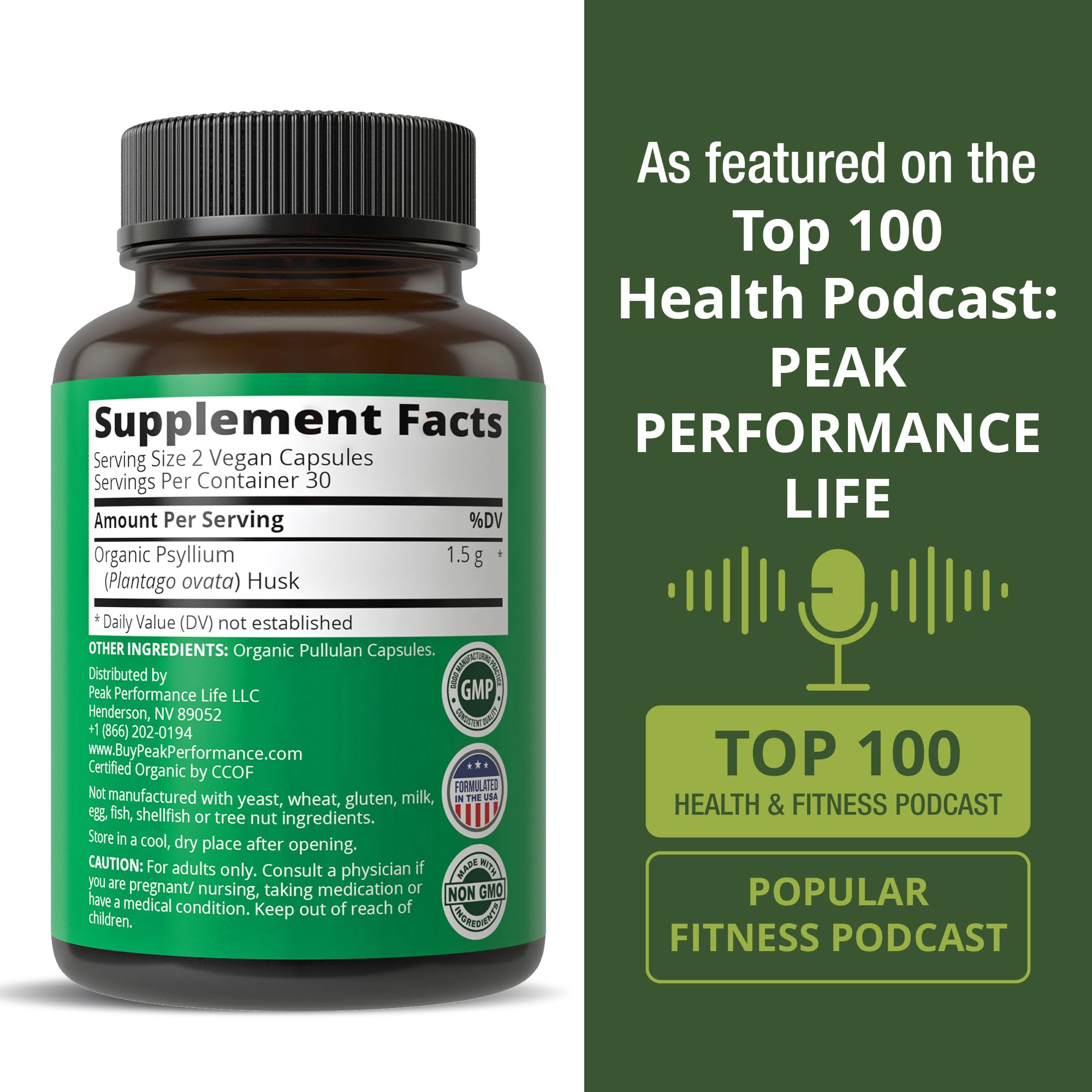 Peak Performance packaging highlights vegan gluten-free allergen-free formulation