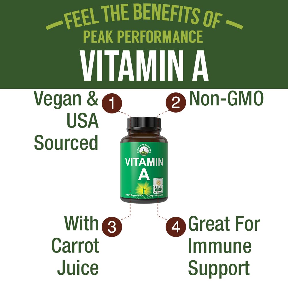 Peak Performance organic carrot juice Vitamin A highlights natural source and eye health support