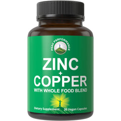 Peak Performance Zinc with Copper bottle pour highlighting premium daily wellness