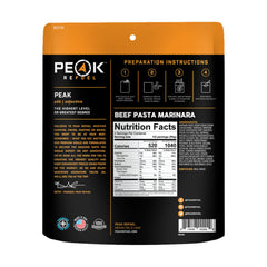 Peak Refuel Beef Pasta Marinara serving bowl convenient on-the-go dinner.